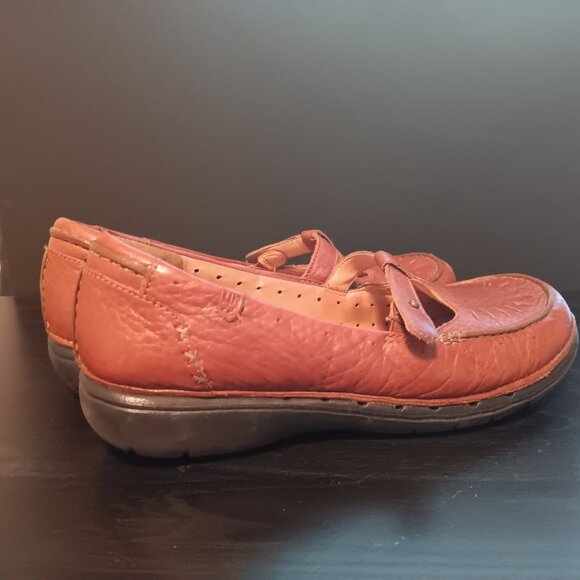 Clarks Unstructured Brown Leather Mary Jane T-Strap Shoes/Sandals Women's 7W - Picture 3 of 8